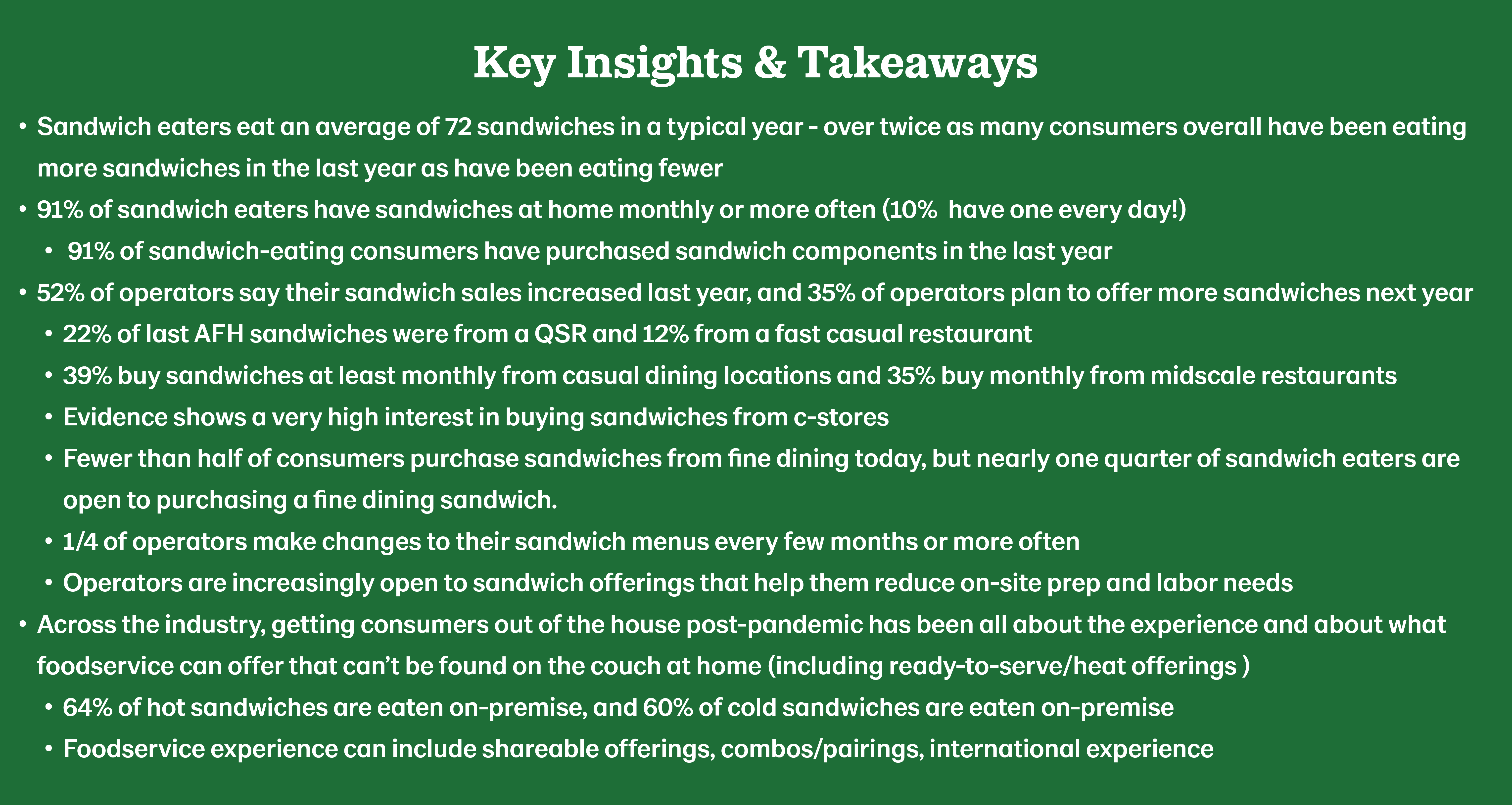 Sandwich Key Insights